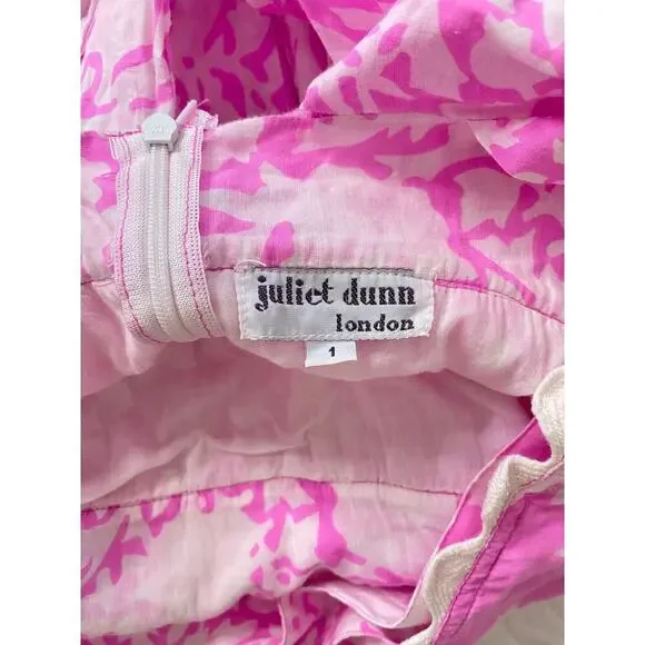 Juliet Dunn Square Neck Palladio Print Cotton Midi Dress Pink White Orchid - Picture 10 of 11